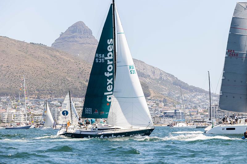 Alexforbes ArchAngel departs Cape Town racing in the 2023 Cape2Rio Yacht Race photo copyright Cape2Rio Race taken at Royal Cape Yacht Club and featuring the IRC class