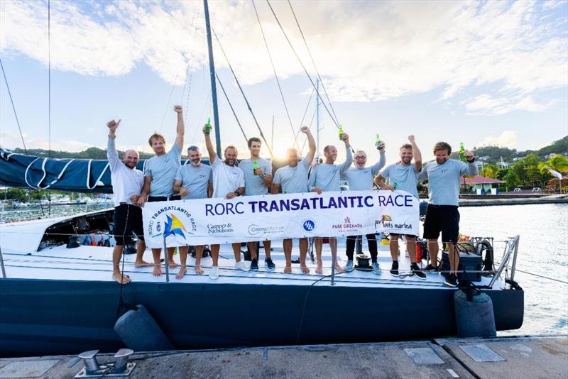 Cold beers and a warm welcome to Grenada for the crew of Teasing Machine shortly after arrival - photo © Arthur Daniel / RORC