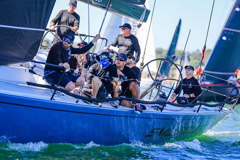 Smuggler with crew weight to leeward on Day 2 at the Festival of Sails  photo copyright Salty Dingo taken at Royal Geelong Yacht Club and featuring the IRC class