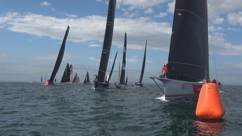 Hamilton Island Wild Oats at her favourited pin end of the start - Brisbane to Hamilton Island Yacht Race - photo © Mike Middleton, RQYS