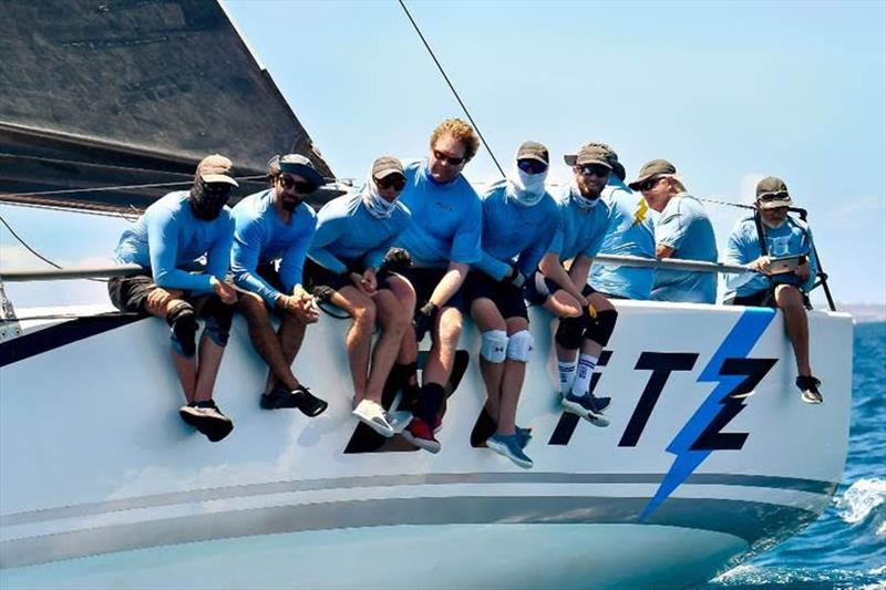 St. Thomas' Peter Corr's Blitz team on the rail on day 1 of the 49th St. Thomas International Regatta photo copyright Dean Barnes taken at St. Thomas Yacht Club and featuring the IRC class