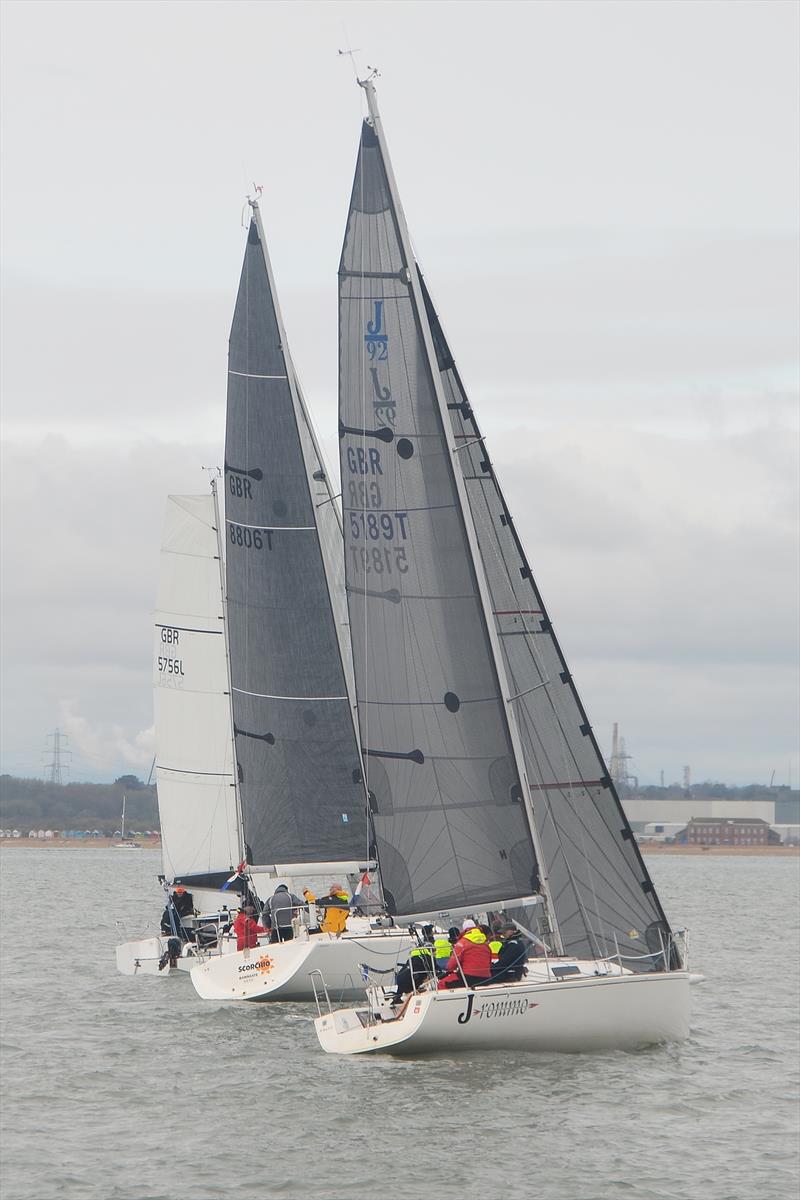 J'ronimo, Betty and Horse of Pride in IRC 2 on 2023 Warsash Spring Series Day 3 photo copyright Peter Bateson taken at Warsash Sailing Club and featuring the IRC class
