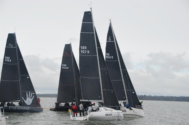 Mojo Risin (8809) leads off the start line on 2023 Warsash Spring Series Day 3 photo copyright Peter Bateson taken at Warsash Sailing Club and featuring the IRC class