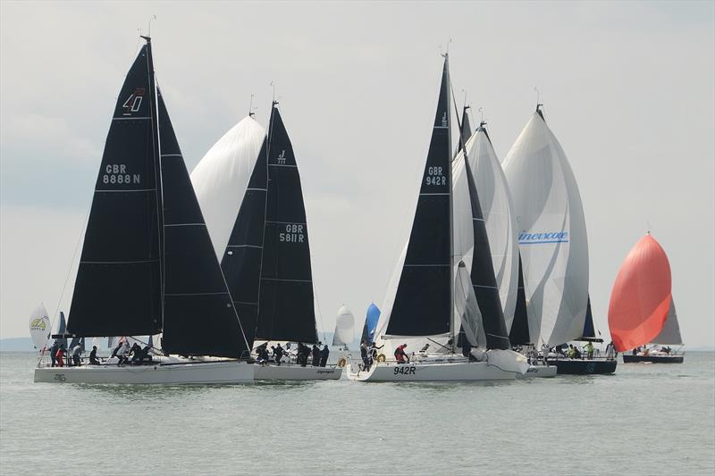 IRC 1 mark rounding during the Warsash Spring Championships Second Weekend photo copyright Peter Bateson taken at Warsash Sailing Club and featuring the IRC class