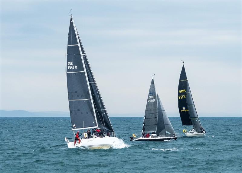 Mojito catching Altima and HoneyBee after having to return to the start line photo copyright Angela Jenkinson taken at Pwllheli Sailing Club and featuring the IRC class