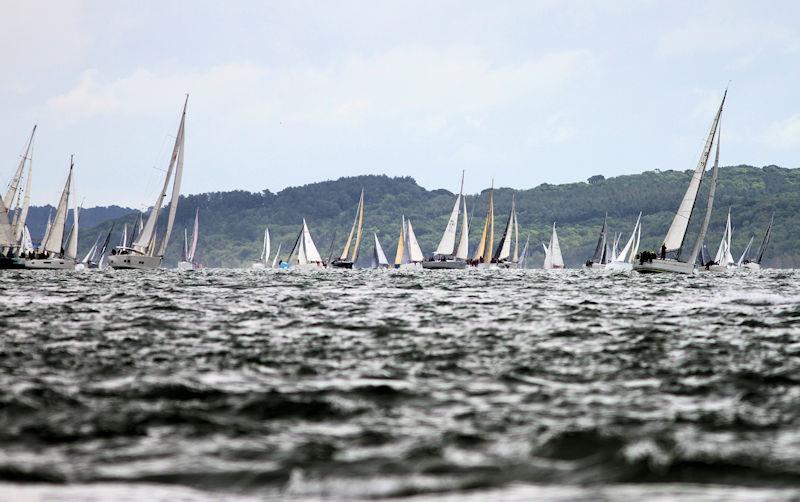 The 2023 Round the Island Race fleet pass through the Hurst narrows - photo © Sam Jardine