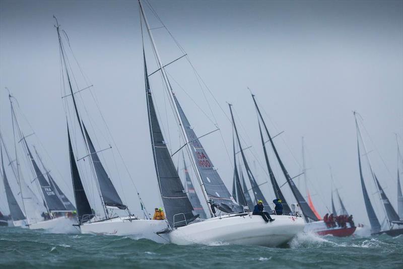 Husband and wife doublehanded entry from America, Justin and Christina Wolfe on Sun Fast 3300 Red Ruby, finished 4th in this most competitive Rolex Fastnet Race class, IRC Two - photo © Paul Wyeth / www.pwpictures.com