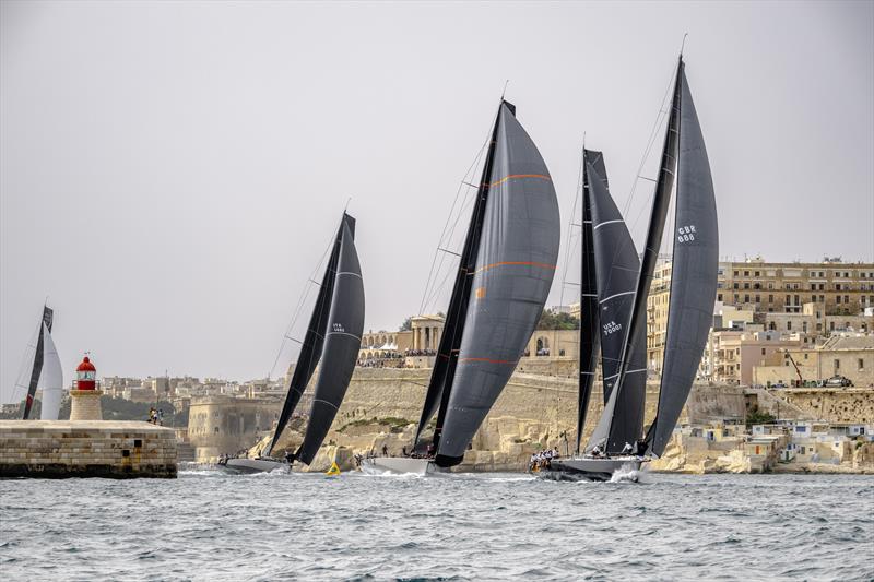 Django HF, Spirit of Malouen, Lucky and Bullitt set sail - Rolex Middle Sea Race photo copyright Kurt Arrigo / Rolex taken at Royal Malta Yacht Club and featuring the IRC class