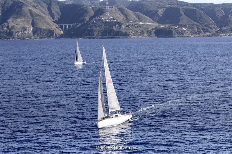 2023 Rolex Middle Sea Race - Red Ruby, Sail no: USA 68900, Skipper: Christina & Justin Wolfe, Owner: Christina & Justin Wolfe, Country: United StatesZephyr, Sail no: GBR 1394R, Model: Sun Fast 3300, Skipper: Simon Toms, Owner: Simon Toms - photo © Kurt Arrigo