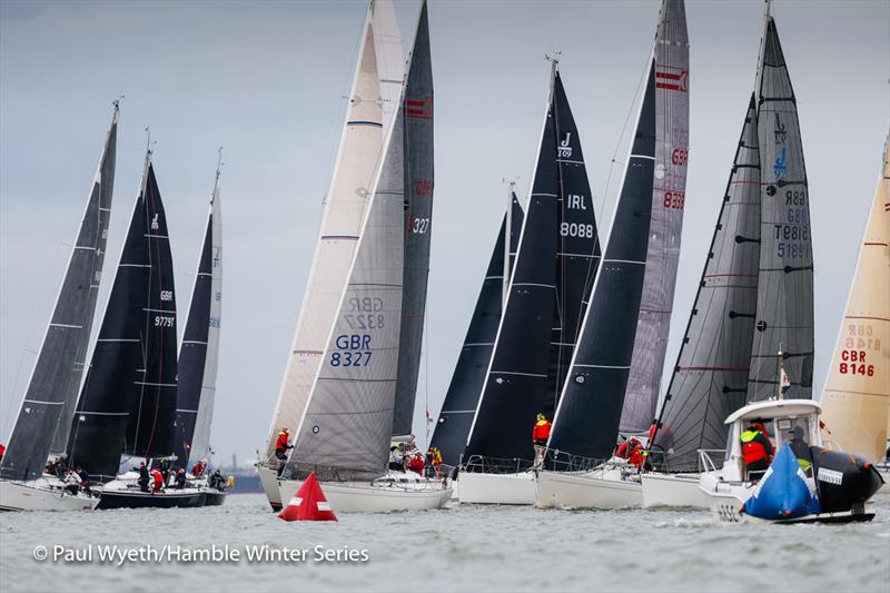 IRC Three start - 42nd Hamble Winter Series - Week 8 photo copyright Paul Wyeth / www.pwpictures.com taken at Hamble River Sailing Club and featuring the IRC class