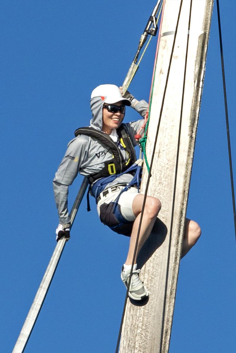 Her Majesty climbs masts. Phuket King's Cup 2023 photo copyright Guy Nowell / Phuket King's Cup taken at Royal Varuna Yacht Club and featuring the IRC class