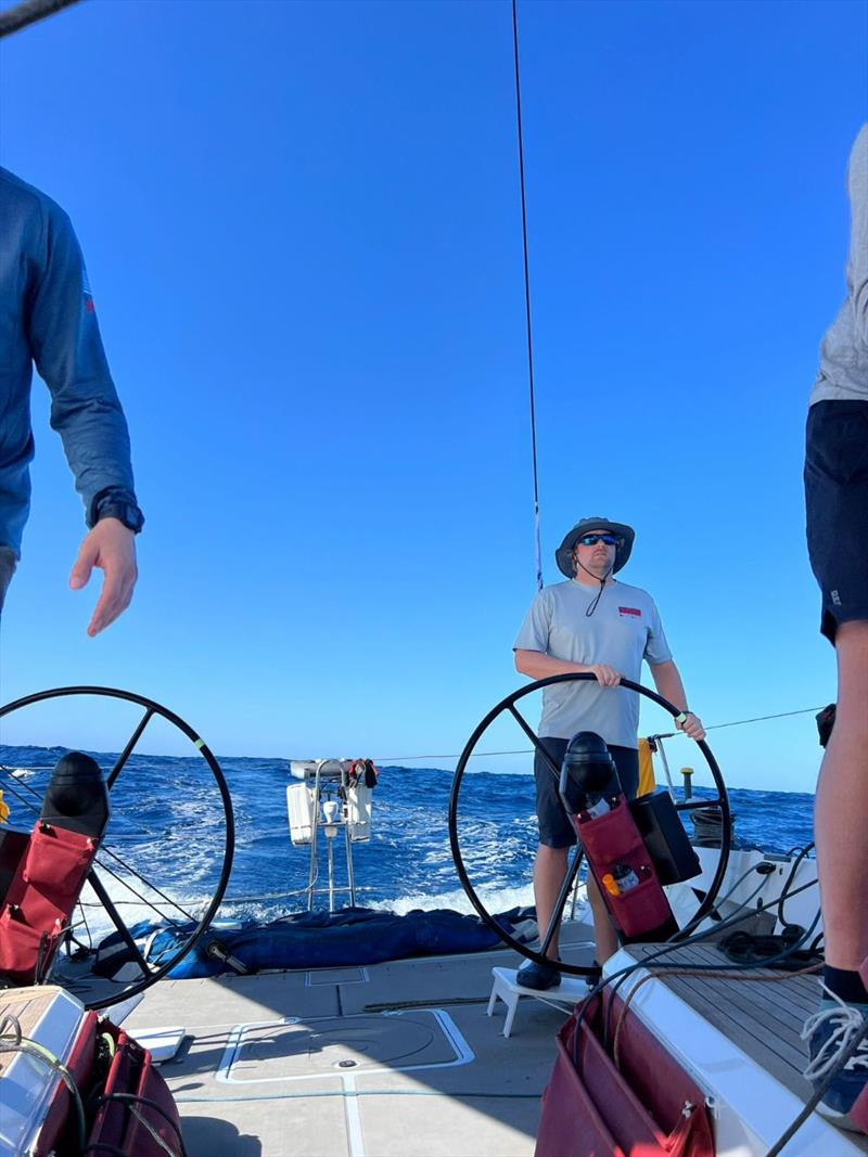 RORC Transatlantic Race 2024 - Pushing south - blue, blue, blue - no filter on Pimu (USA) photo copyright Collin Mulry / Pimu taken at Royal Ocean Racing Club and featuring the IRC class