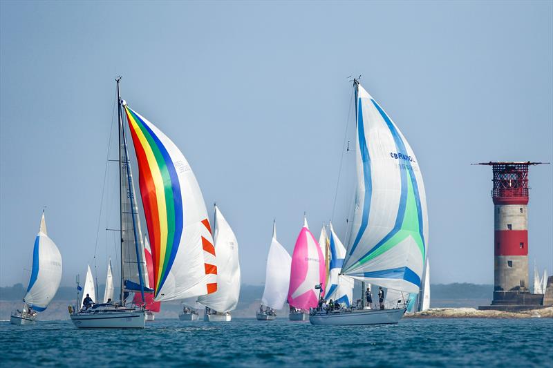 Spinnakers at the Needles during the Round the Island Race photo copyright Paul Wyeth / www.pwpictures.com taken at Island Sailing Club, Cowes and featuring the IRC class