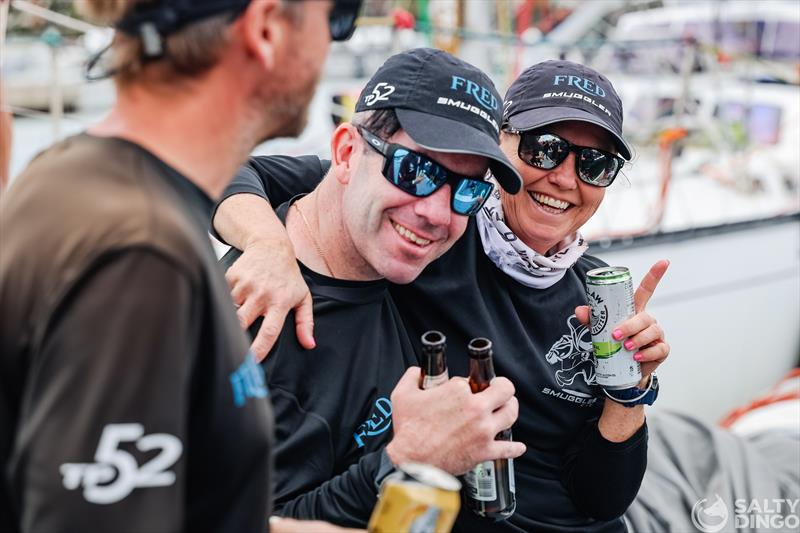 Smuggler happy to take 1st on IRC in the TP division in the 2024 Festival of Sails Passage Race photo copyright Salty Dingo taken at Royal Geelong Yacht Club and featuring the IRC class