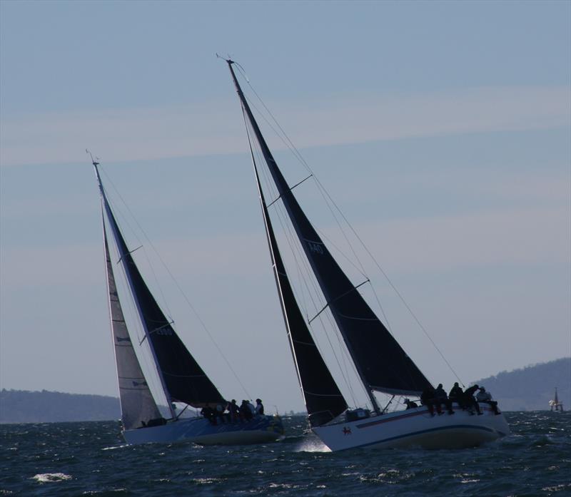 Hobart Combined Clubs Long Race Series - Race 4: Intrigue leads up the work, and in the series photo copyright Andrew Burnett taken at Royal Yacht Club of Tasmania and featuring the IRC class
