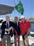 RYCT Commodore Nick Hutton, CYCA Commodore Dr Sam Haynes and Ed Psaltis talking all things sailing onboard Midnight Rambler &copy; Jane Austin