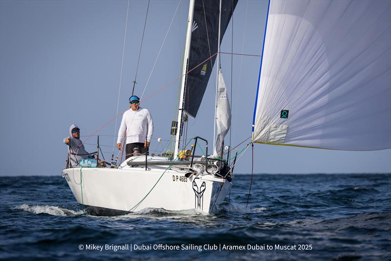 Tom Cracknell and Lee Brown, co-skippers of Nagini, IRC Overall Winner - 32nd ARAMEX Dubai to Muscat Sailing Race photo copyright Mikey Brignall taken at Dubai Offshore Sailing Club and featuring the IRC class