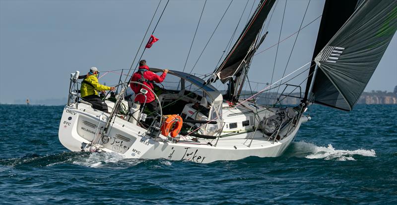 Grant (left) and Peter on Joker X2 set the pace - Melbourne Osaka Race photo copyright Al Dillon taken at Ocean Racing Club of Victoria and featuring the IRC class