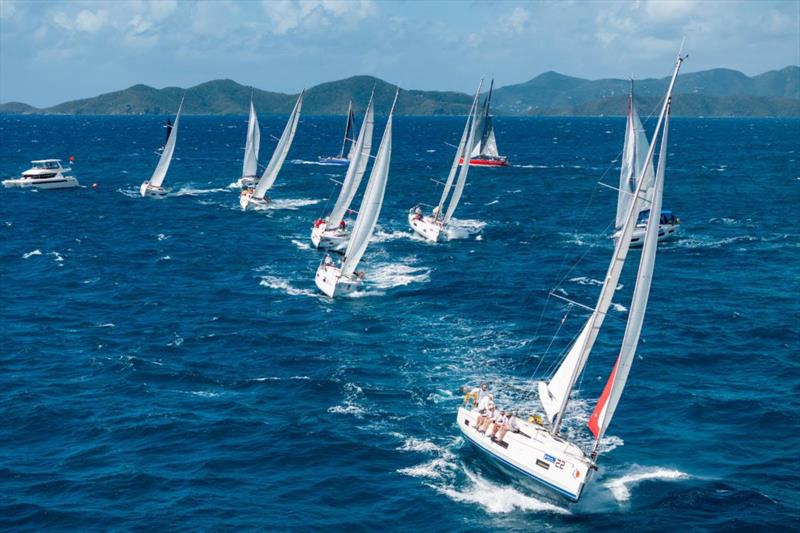 Sunsail 42 Mi Piba /Team Merlin - Charlie Gerrard (USA) lead the Bareboat 2 fleet - BVI Spring Regatta & Sailing Festival - photo © Alex Turnbull / Tidal Pulse Media