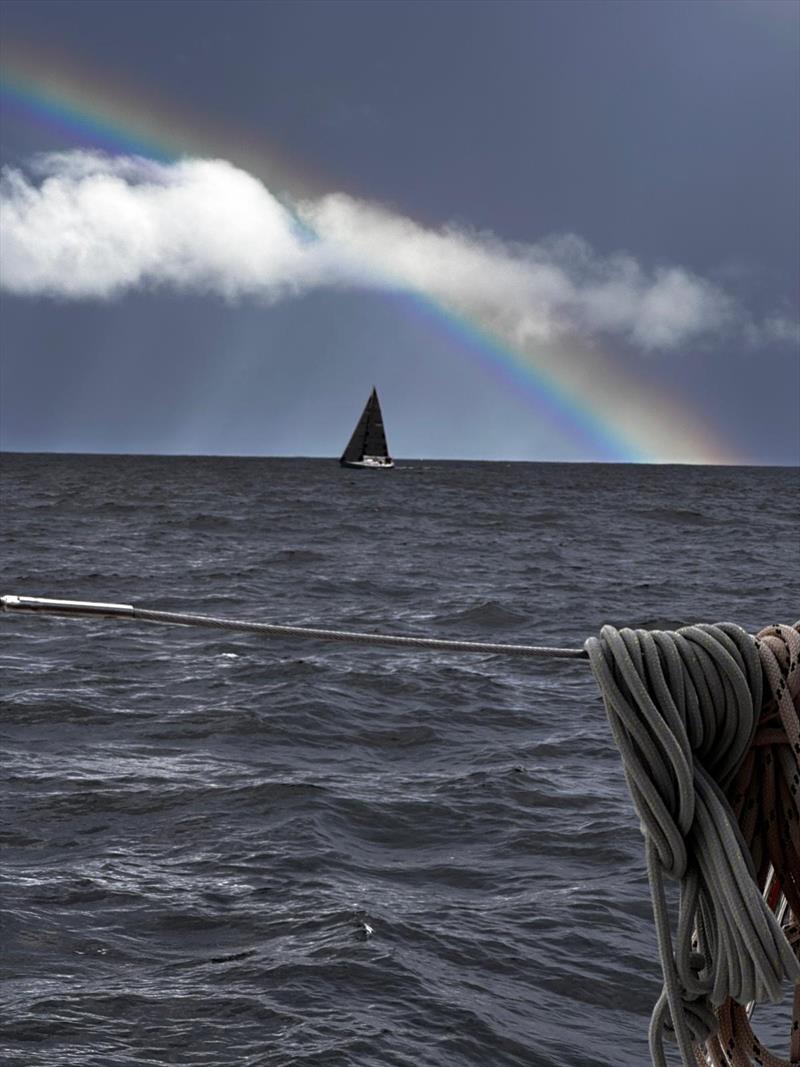 Rainbow over Xcalibur - Pittwater to Coffs Harbour Yacht Race - photo © Luna Blue