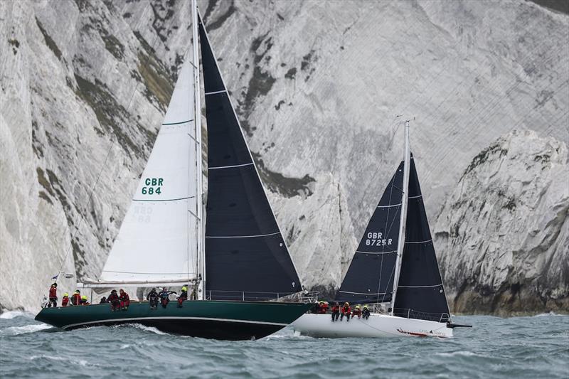 Quailo 3 & Hair of the Dog racing past The Needles - photo © Paul Wyeth / RORC