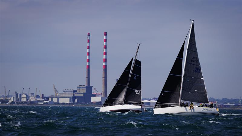No Xcuse entered by Pat Hogan with Jalapeno entered by Peter Donegan starting the 300 nautical-mile Volvo Dun Laoghaire to Dingle Race photo copyright David Branigan / Oceansport taken at National Yacht Club, Ireland and featuring the IRC class