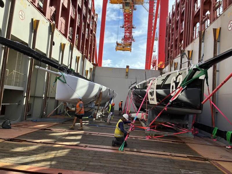 David Griffith's Judel/Vrolijk 60 Whisper seen here being transported to Europe from Sydney, Australia, along with Admiral's Cupper Zen - photo © Whisper