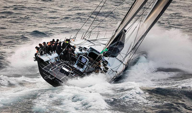 Black Jack 100 powers round the 695-mile course from Cowes to Cherbourg-en-Cotentin via the Fastnet Rock - photo © Carlo Borlenghi / ROLEX