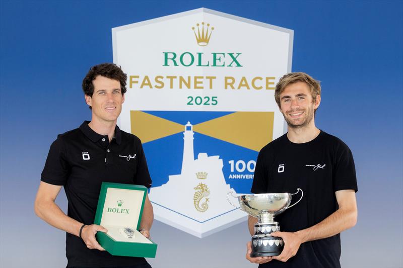 Prizegiving ceremony for Black Jack, monohull line honours - centenary Rolex Fastnet Race photo copyright Stefano Gattini taken at Royal Ocean Racing Club and featuring the IRC class