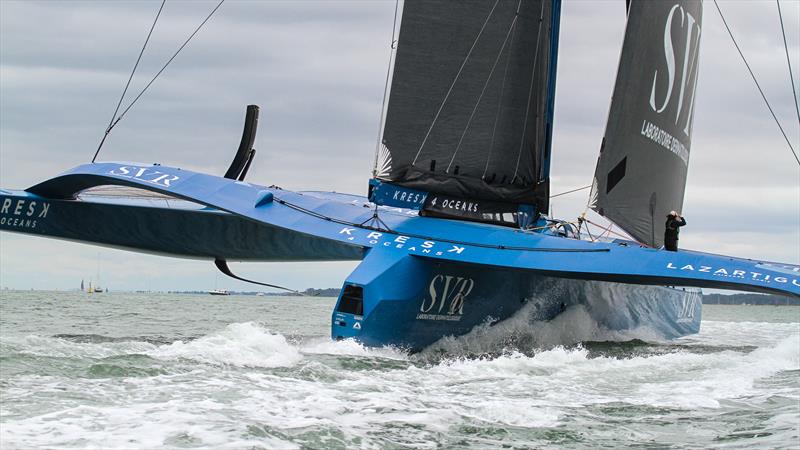 SVR?Lazartigue - Ultim - start Rolex Fastnet Race - July 26, 2025 - Cowes photo copyright Richard Gladwell - Sail-World.com/nz taken at Royal Ocean Racing Club and featuring the IRC class