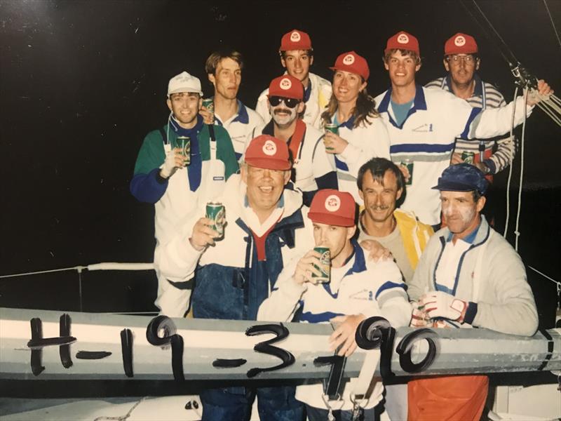 Paladin winning team photo 1990 Melbourne to Hobart (Cam tallest at the back – Skipper Nigel at front) - photo © Cam