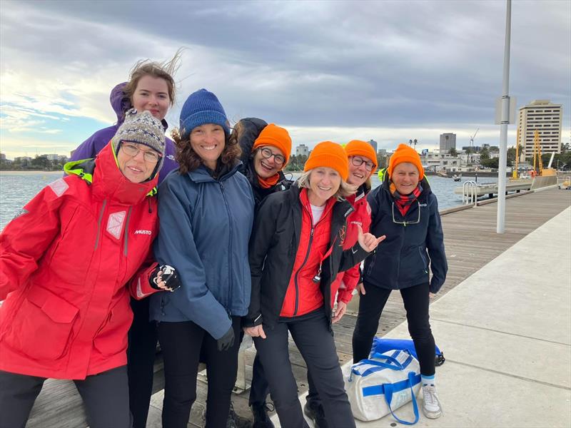 Female Clockwork crew during the 2025 Australian Women's Keelboat Regatta. Mary Ann 3rd from right photo copyright Clockwork team taken at Ocean Racing Club of Victoria and featuring the IRC class