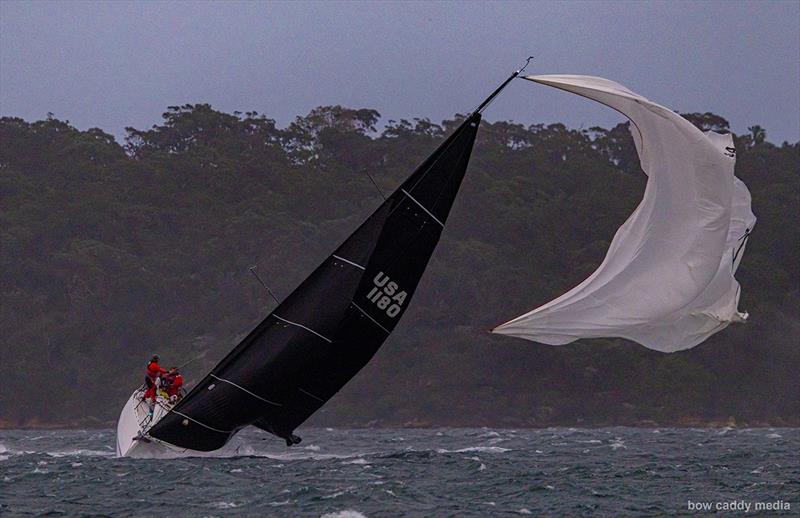 Bacchanal shreds her kite photo copyright Bow Caddy Media taken at Cruising Yacht Club of Australia and featuring the IRC class