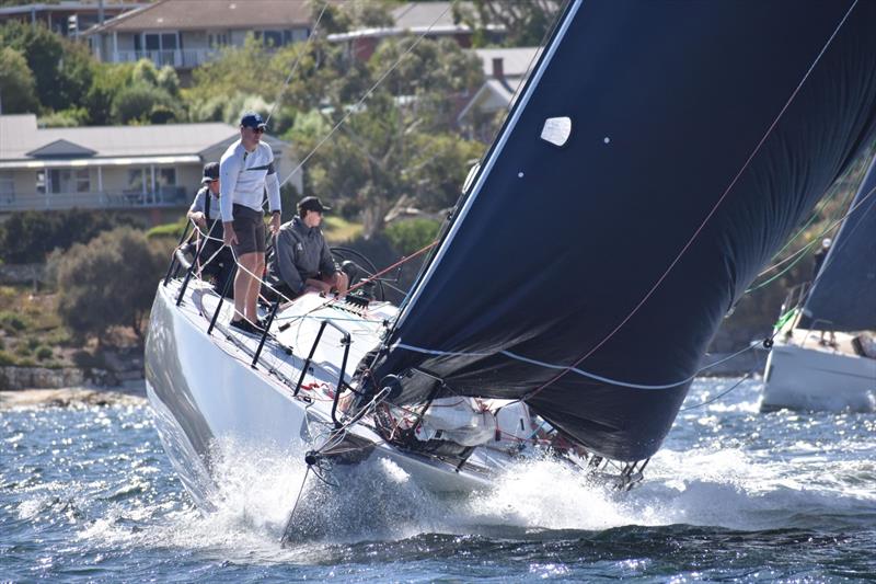 AdvantEdge on the River Derwent in Hobart - 2025 Melbourne to Devonport Yacht Race photo copyright Jane Austin taken at Ocean Racing Club of Victoria and featuring the IRC class