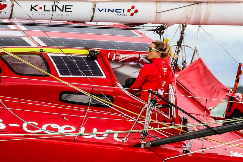 Sam Davies - IMOCA - Start - Rolex Fastnet Race - Cowes - July 26, 2025 photo copyright Richard Gladwell - Sail-World.com/nz taken at Royal Ocean Racing Club, Cowes and featuring the IRC class