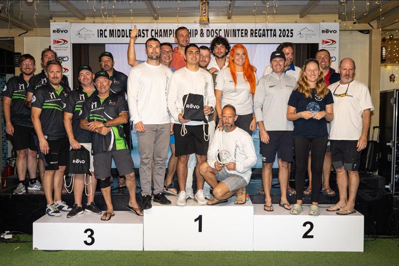 IRC 1 podium - 2025 IRC Middle East Championship in Dubai photo copyright Mikey Brignall / DOSC taken at Dubai Offshore Sailing Club and featuring the IRC class