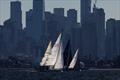 Siren (closest) to windward with city backdrop - 2026 Australian Women's Keelboat Regatta Day 3 &copy; Andrea Francolini / AWKR