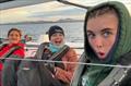 Celia, Arwen (trimming behind), Lucy and Heather all enjoying the sailing - ISORA Welsh Coastal Night Race &copy; Heather Griffiths