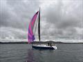 Crackajack in the lead with kite up in the Pwllheli Sailing Club Summer Series