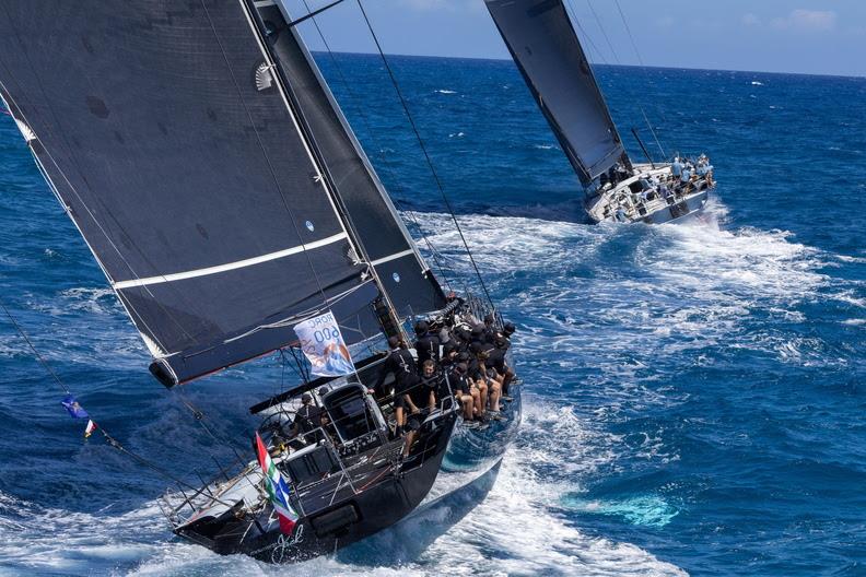 Black Jack 100 and Leopard 3 shortly after the start of the 2026 RORC Caribbean 600 - photo © Tim Wright / RORC