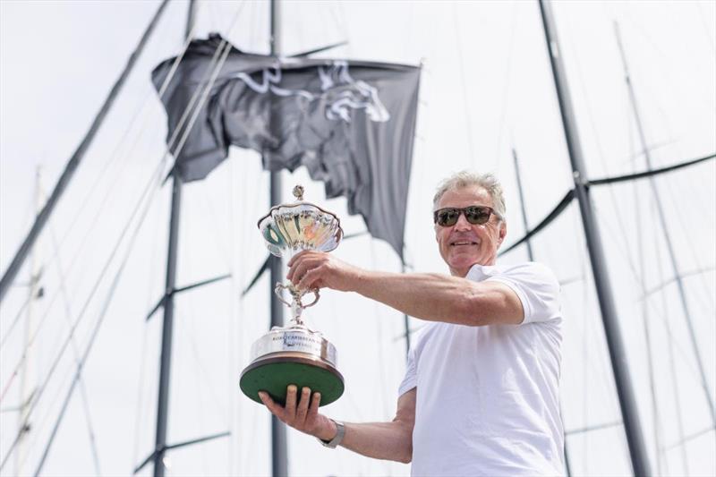 Joost Schuijff with the RORC Caribbean 600 Trophy for the winner of IRC Overall - photo © Arthur Daniel / RORC