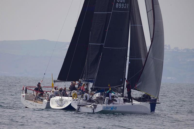 Close racing between Finally, Crackajack and Lightning - Pwllheli SC's May Day Series photo copyright Paul Jenkinson taken at Pwllheli Sailing Club and featuring the IRC class