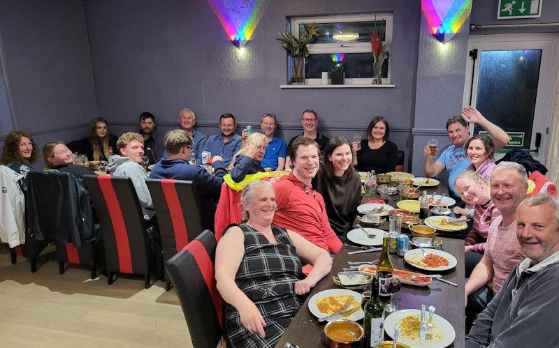 Post-racing social at the Pwllheli Tandoori Restaurant - Pwllheli SC's May Day Series photo copyright Simon Hardy taken at Pwllheli Sailing Club and featuring the IRC class