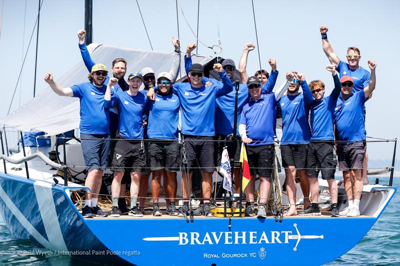 Braveheart team celebrate, GBR 17, on Monday at the International Paint Poole Regatta 2026 - photo © Paul Wyeth / www.pwpictures.com