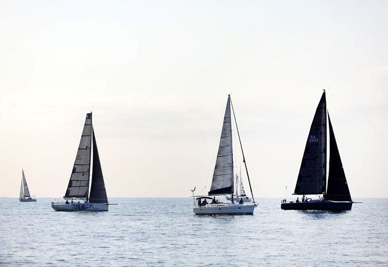 And they are off. The 2 big boats make their way around the Bluff at start of Vasco da Gama Ocean Race. After 265 nm, only 2 seconds separated two with Regardless 2 cutting the line 2 seconds ahead of CFM II in the closest finish in history of this race - photo © Thuligraphy Images / Thuli Dlamini