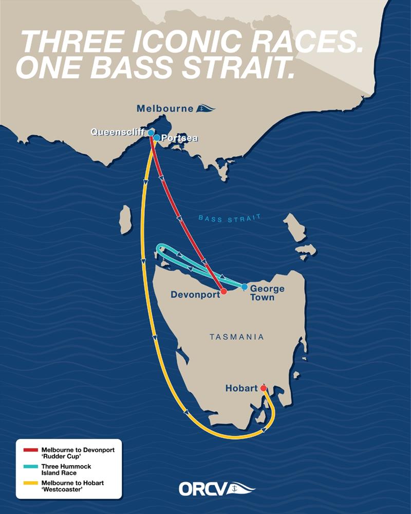 Three Iconic Races Map photo copyright ORCV Media taken at Ocean Racing Club of Victoria and featuring the IRC class