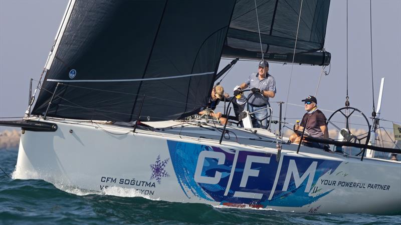 Eye on the prize. Nigel Milln steers his beloved CFM II during the MSC Week hosted by Point Yacht Club offshore of Durban. Having had a very busy winter season, Milln had guest crew member, Michael Pammenter assisting during the weeklong regatta - photo © David Knox-Whitehead
