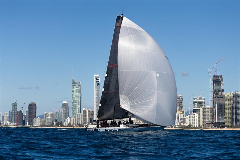 Gusto finishes the Noakes Sydney Gold Coast Yacht Race photo copyright Ashley Dart taken at Cruising Yacht Club of Australia and featuring the IRC class