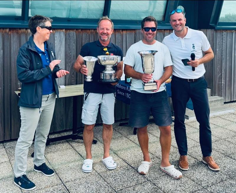 Jean-Eudes Renier and Joe Lacey with RORC Commodore Deb Fish and RORC Sporting Director Ben Willows - 2026 Nautical Cloud Cherbourg Race (with JOG) - photo © Kristen Lloyd / RORC
