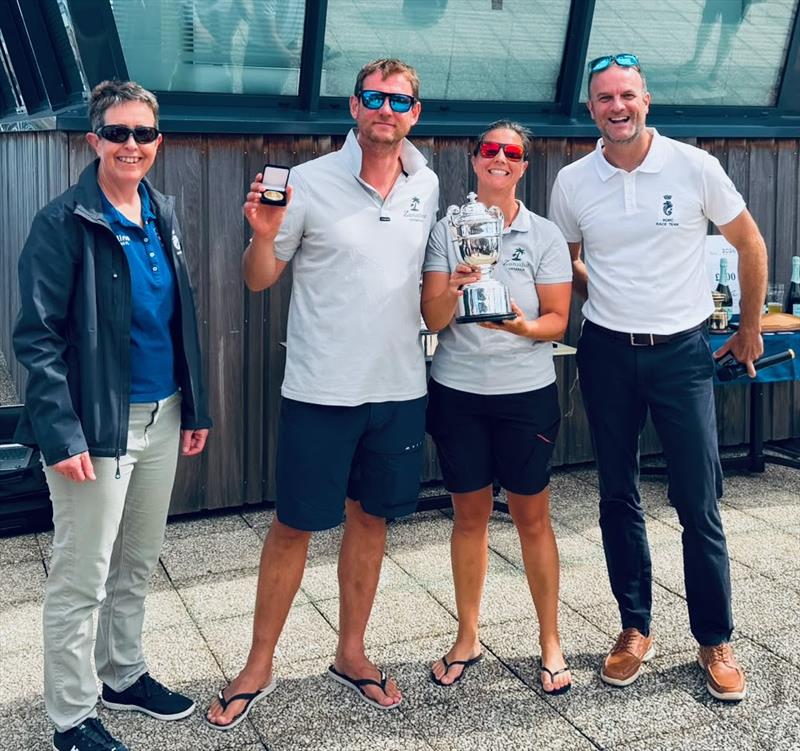 Inka Luhrs and Richard Bretherton with RORC Commodore Deb Fish and RORC Sporting Director Ben Willows - 2026 Nautical Cloud Cherbourg Race (with JOG) - photo © Kristen Lloyd / RORC
